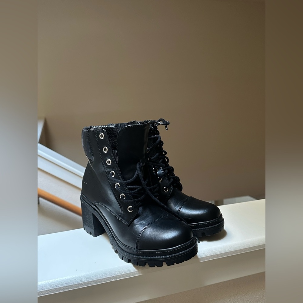 Black Lace-Up Ankle Boots